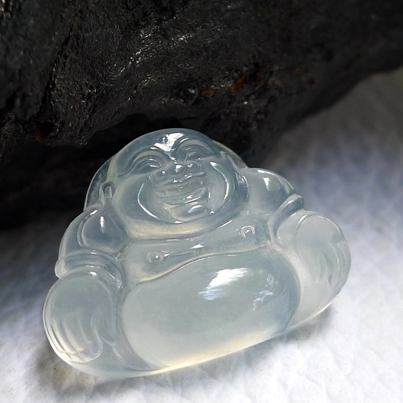 芳翠缘 笑佛玉佩挂件佛公 糯种 翡翠吊坠 男女同款情侣款