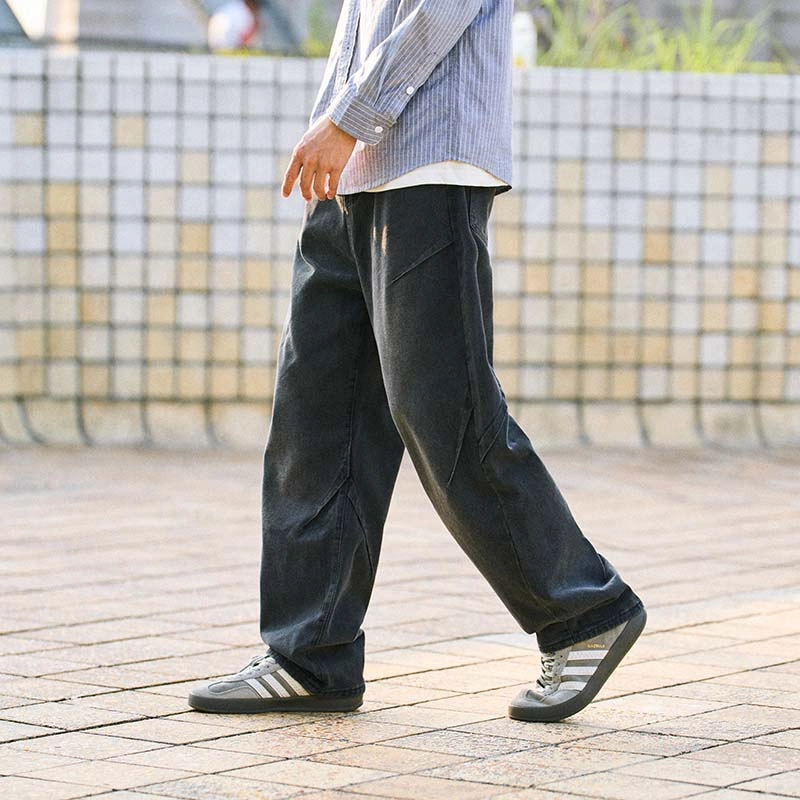 兔先森 美式高街水洗休闲慵懒宽松直筒牛仔裤 男女同款
