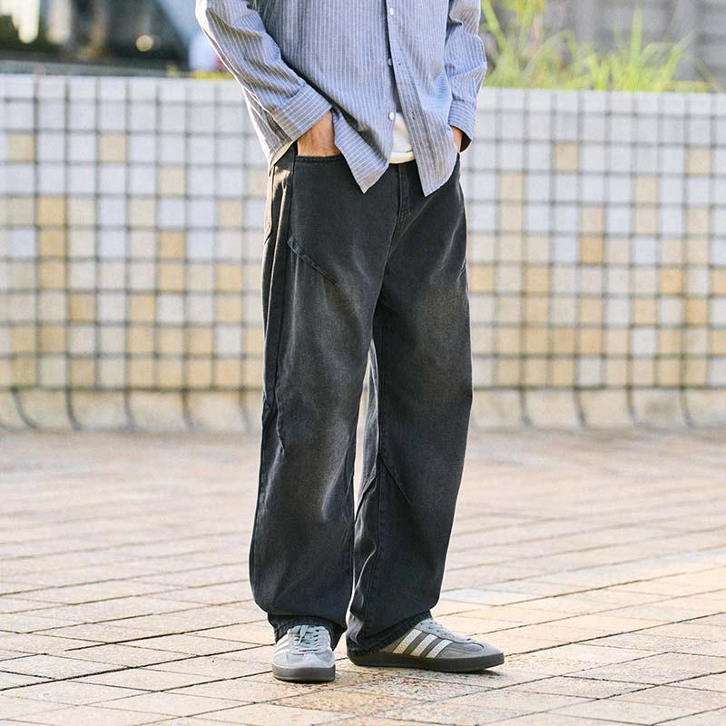 兔先森 美式高街水洗休闲慵懒宽松直筒牛仔裤 男女同款