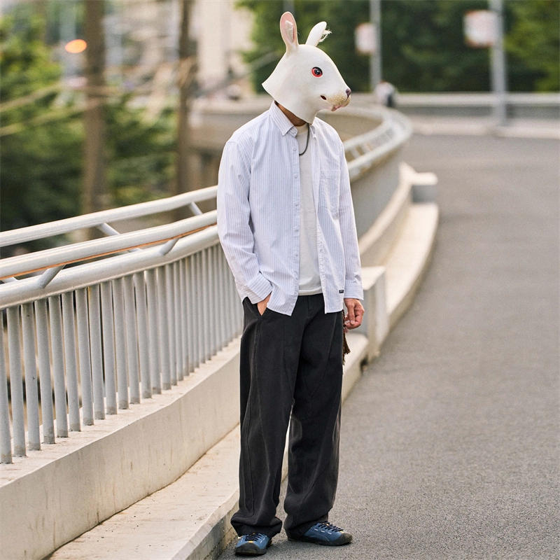 兔先森 简约休闲时尚条纹纯棉外套长袖衬衫 男女同款