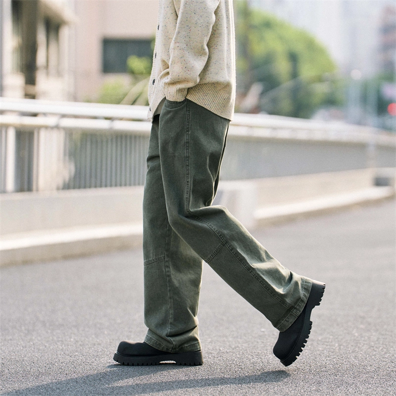 兔先森 美式复古重水洗做旧时尚潮牌直筒宽松休闲长裤牛仔裤 男女同款