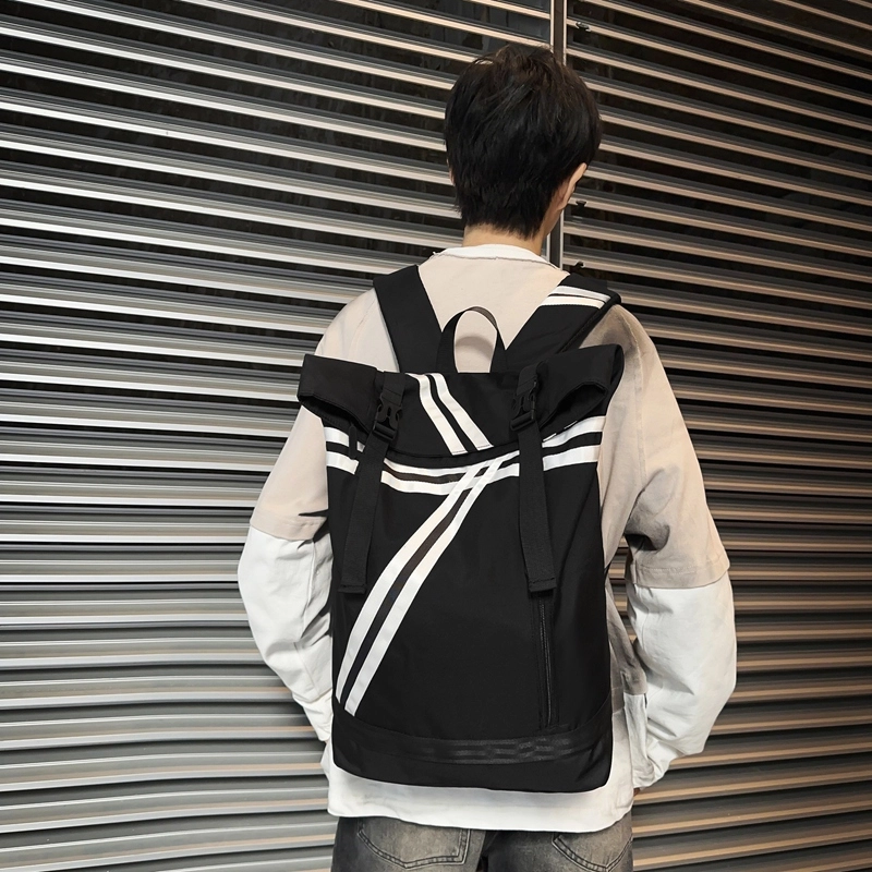 垣途者 街头潮酷大容量电脑包学生书包初高中大学生 尼龙 背包双肩包 常规 男款 黑色