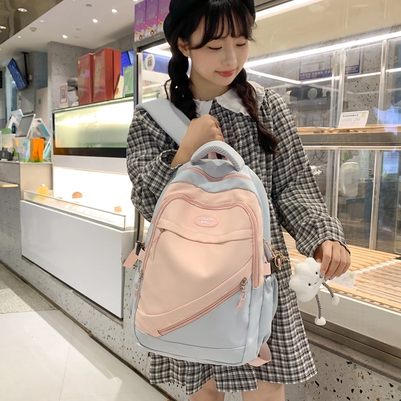 垣途者 大容量撞色书包韩版学生简约百搭 尼龙 双肩包 常规 女款 多色