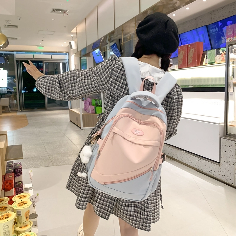 垣途者 大容量撞色书包韩版学生简约百搭 尼龙 双肩包 常规 女款 多色
