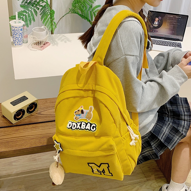 垣途者 日系少女书包初高中大学生 灯芯绒 双肩包 女款 多色