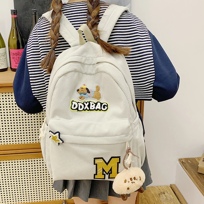 垣途者 日系少女书包初高中大学生 灯芯绒 双肩包 女款 多色