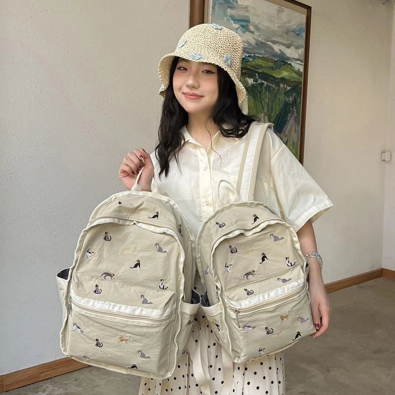 垣途者 日系可爱少女小清新学生书包女初高中大学生 尼龙 双肩包 女款 卡其色