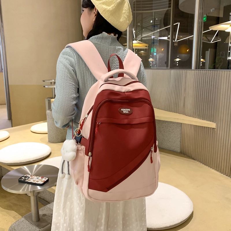 垣途者 大容量撞色书包韩版学生简约百搭 尼龙 双肩包 常规 女款 多色