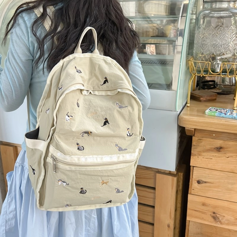 垣途者 日系可爱少女小清新学生书包女初高中大学生 尼龙 双肩包 女款 卡其色