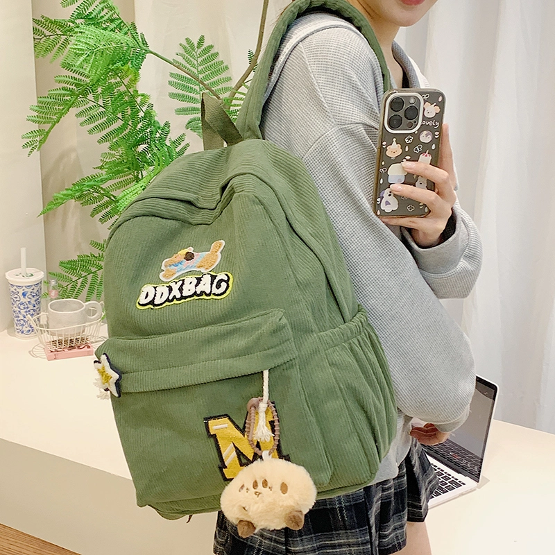 垣途者 日系少女书包初高中大学生 灯芯绒 双肩包 女款 多色