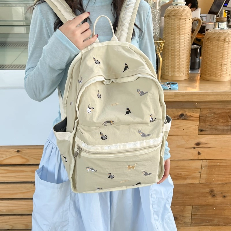 垣途者 日系可爱少女小清新学生书包女初高中大学生 尼龙 双肩包 女款 卡其色