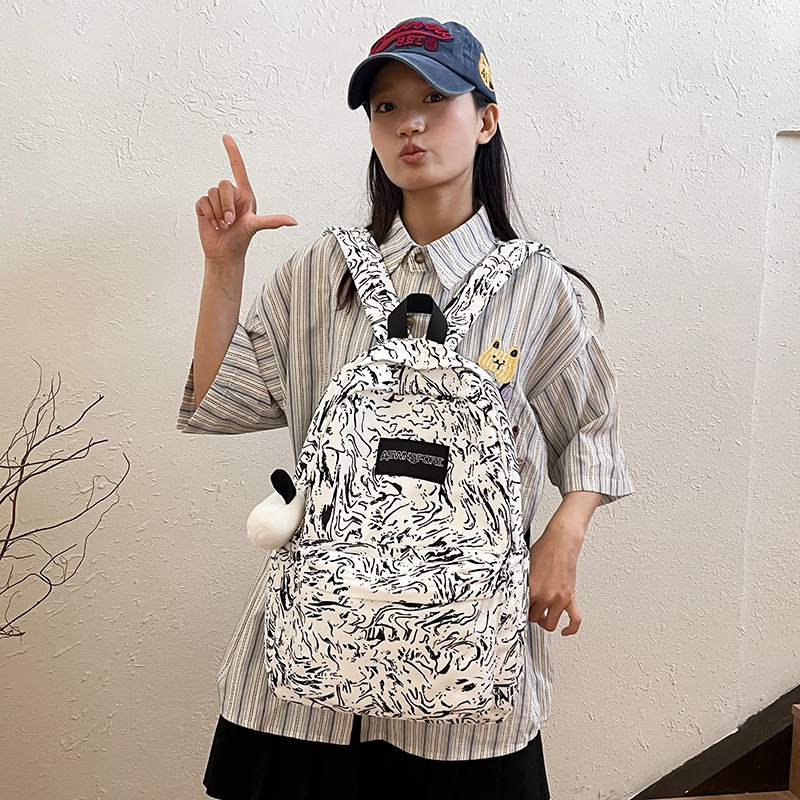 垣途者 美式水纹涂鸦学生书包初高中大学生 尼龙 背包双肩包 常规 男女同款情侣款 多色
