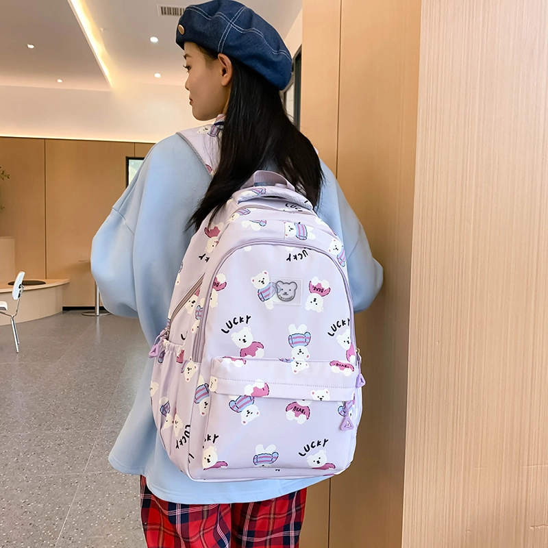 垣途者 日系可爱小熊满印学生书包小清新 尼龙 双肩包 常规 女款 多色