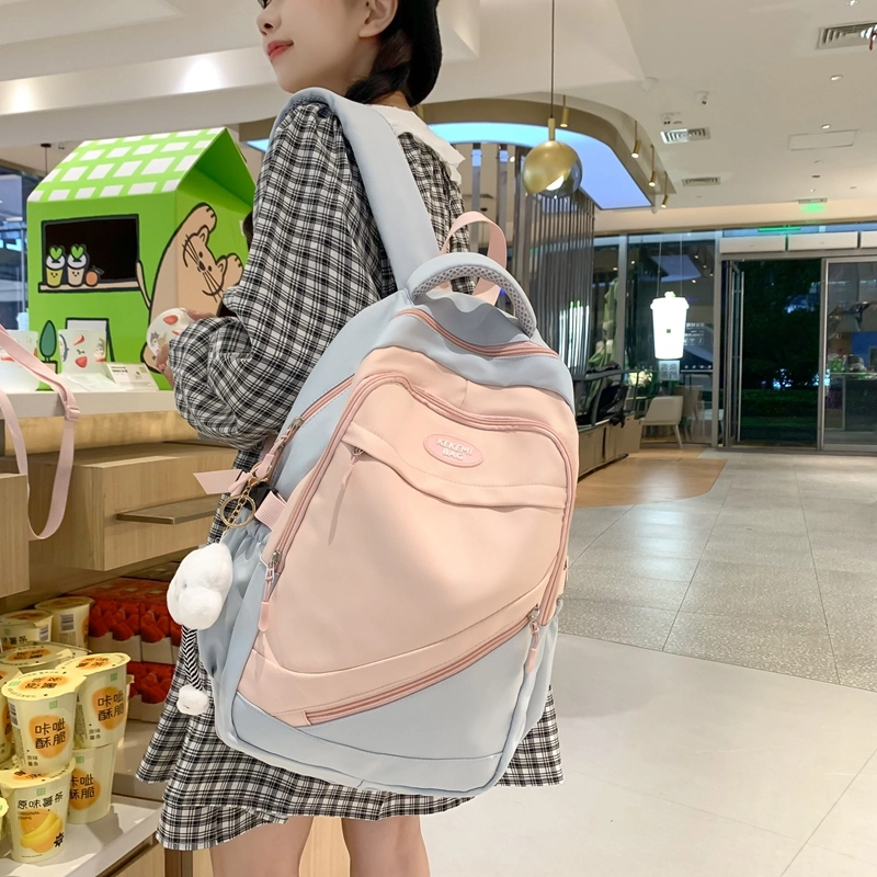 垣途者 大容量撞色书包韩版学生简约百搭 尼龙 双肩包 常规 女款 多色