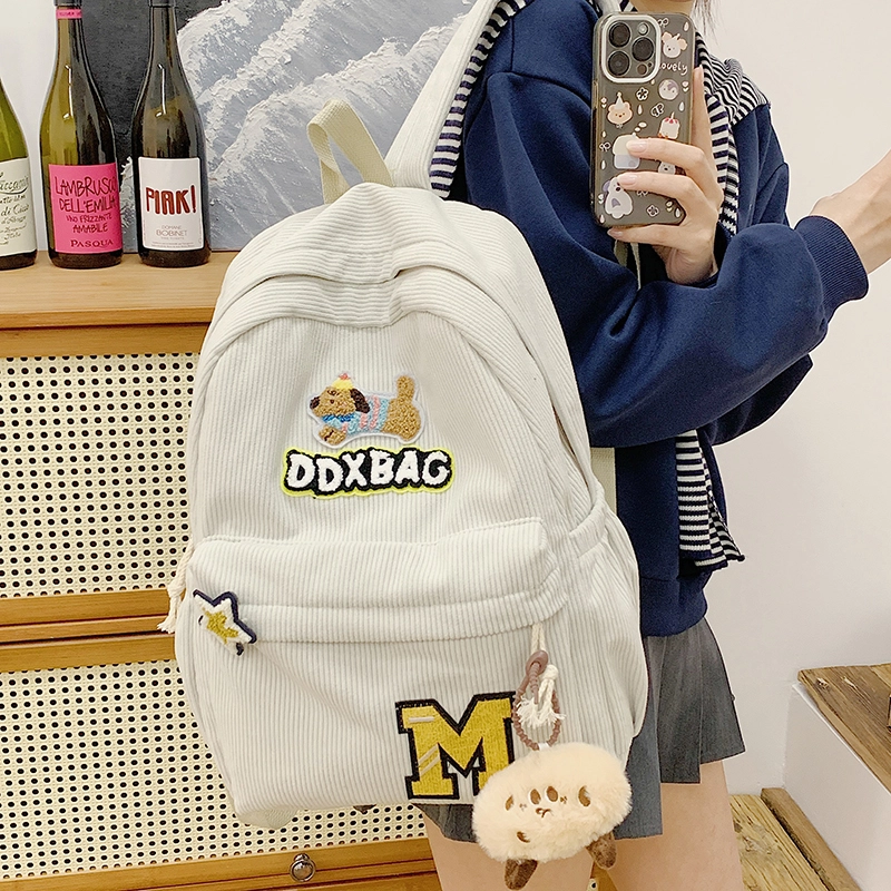 垣途者 日系少女书包初高中大学生 灯芯绒 双肩包 女款 多色