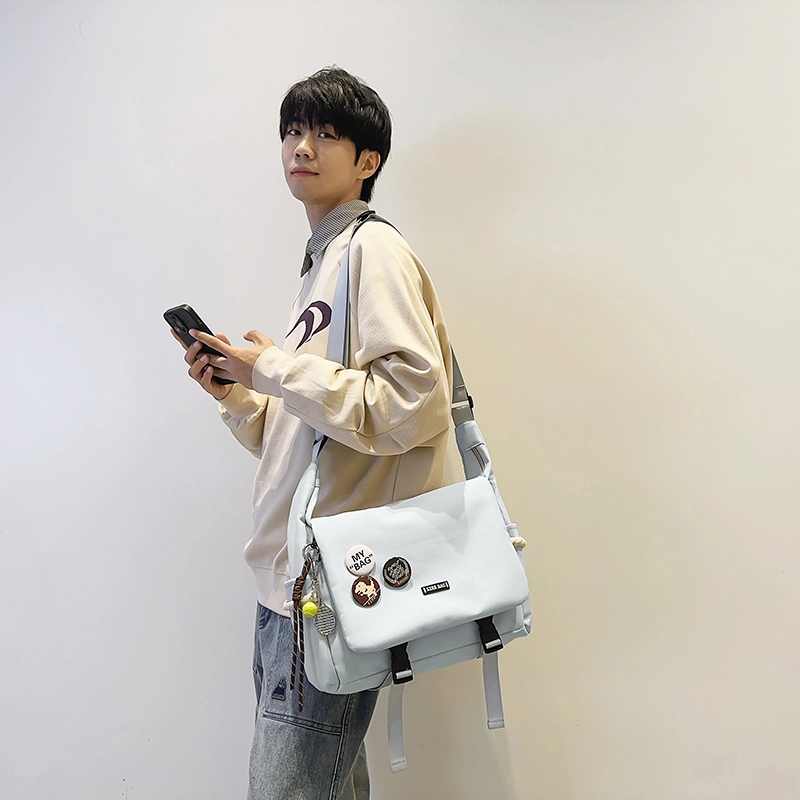 垣途者 韩版百搭补课袋单肩包大容量学生上课包 棉 斜挎包 常规 男女同款情侣款