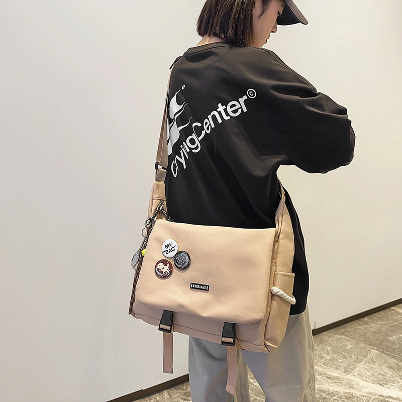 垣途者 韩版百搭补课袋单肩包大容量学生上课包 棉 斜挎包 常规 男女同款情侣款