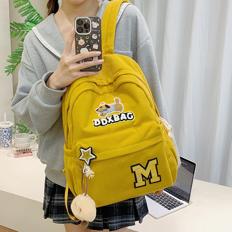 垣途者 日系少女书包初高中大学生 灯芯绒 双肩包 女款 多色