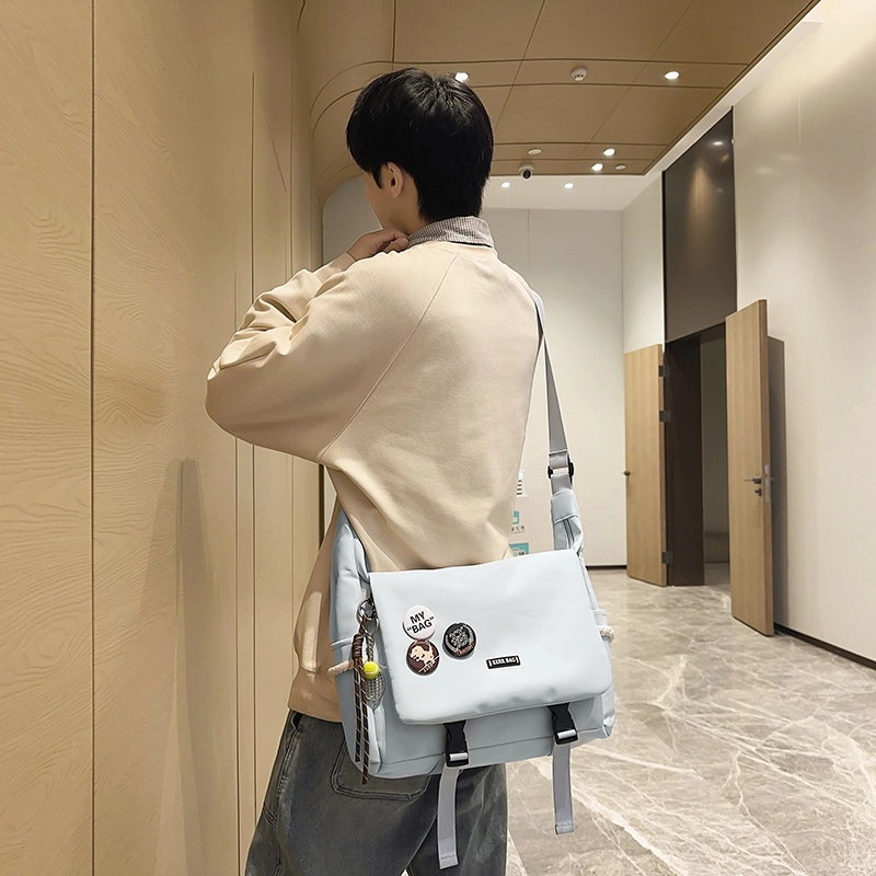 垣途者 韩版百搭补课袋单肩包大容量学生上课包 棉 斜挎包 常规 男女同款情侣款