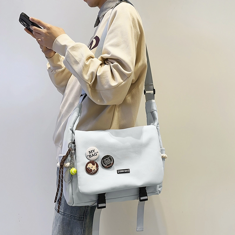 垣途者 韩版百搭补课袋单肩包大容量学生上课包 棉 斜挎包 常规 男女同款情侣款
