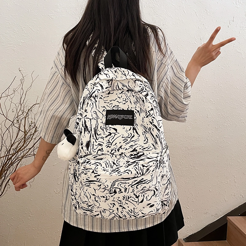 垣途者 美式水纹涂鸦学生书包初高中大学生 尼龙 背包双肩包 常规 男女同款情侣款 多色