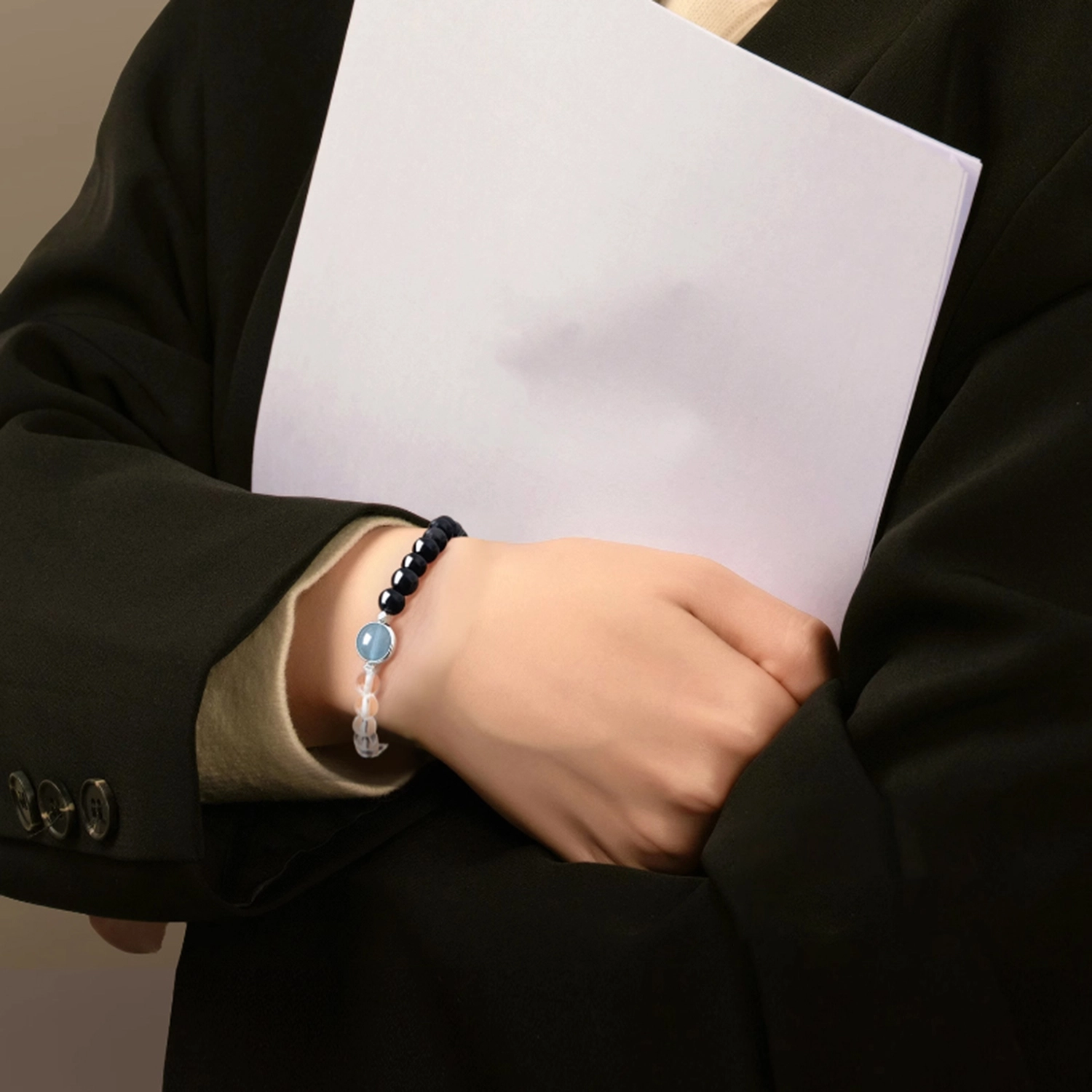 一世倾 五行补金水旺学业考试顺遂串珠招财纳福平安喜乐事业运爆棚招桃花爱情转运珠礼盒好运天然 白水晶 手串 男女同款情侣款