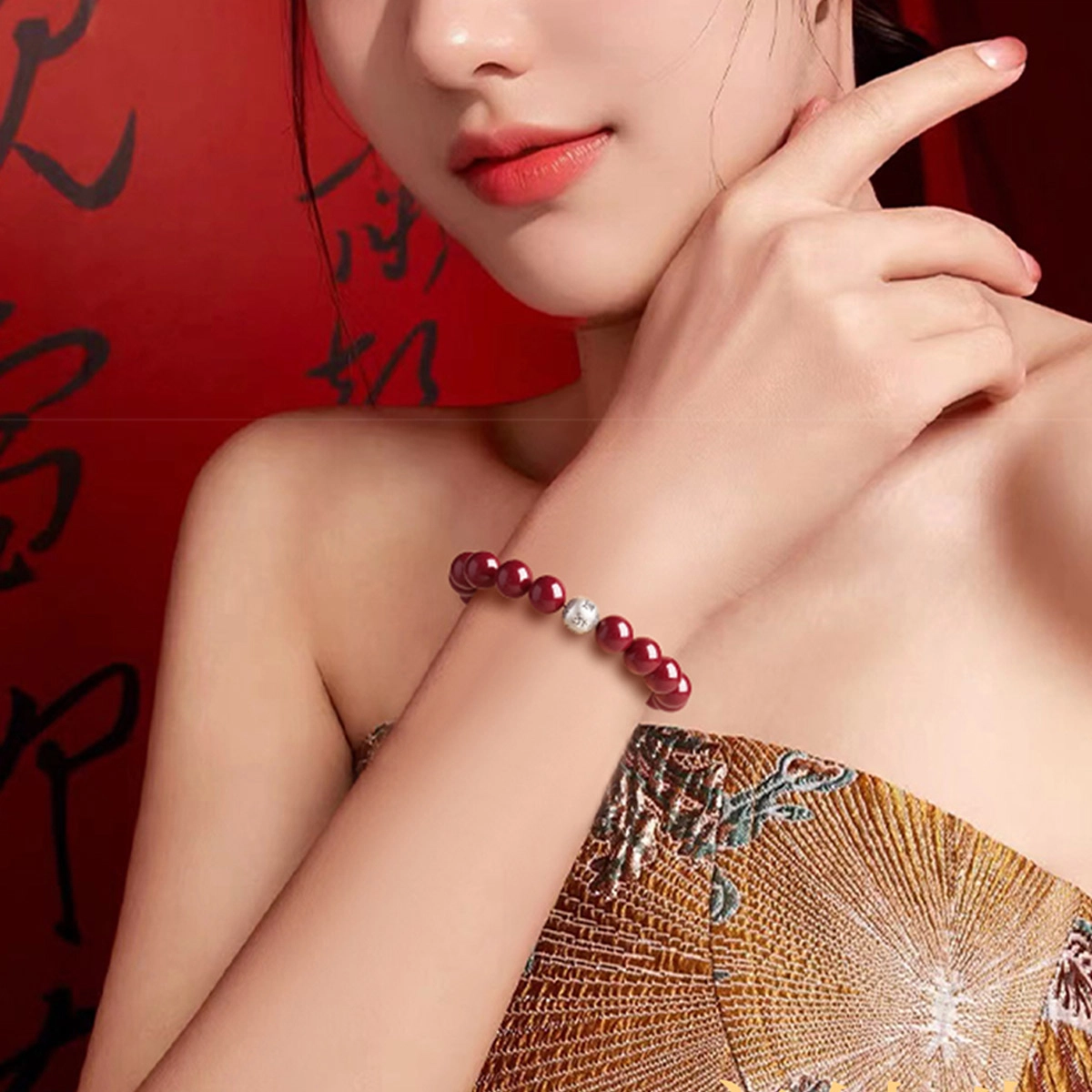 一世倾 吉祥如意高级国潮新中式时尚百搭简约好运连连诸事顺利小众设计本命年转运珠经典百搭转运礼盒好运 朱砂 手串 男女同款情侣款