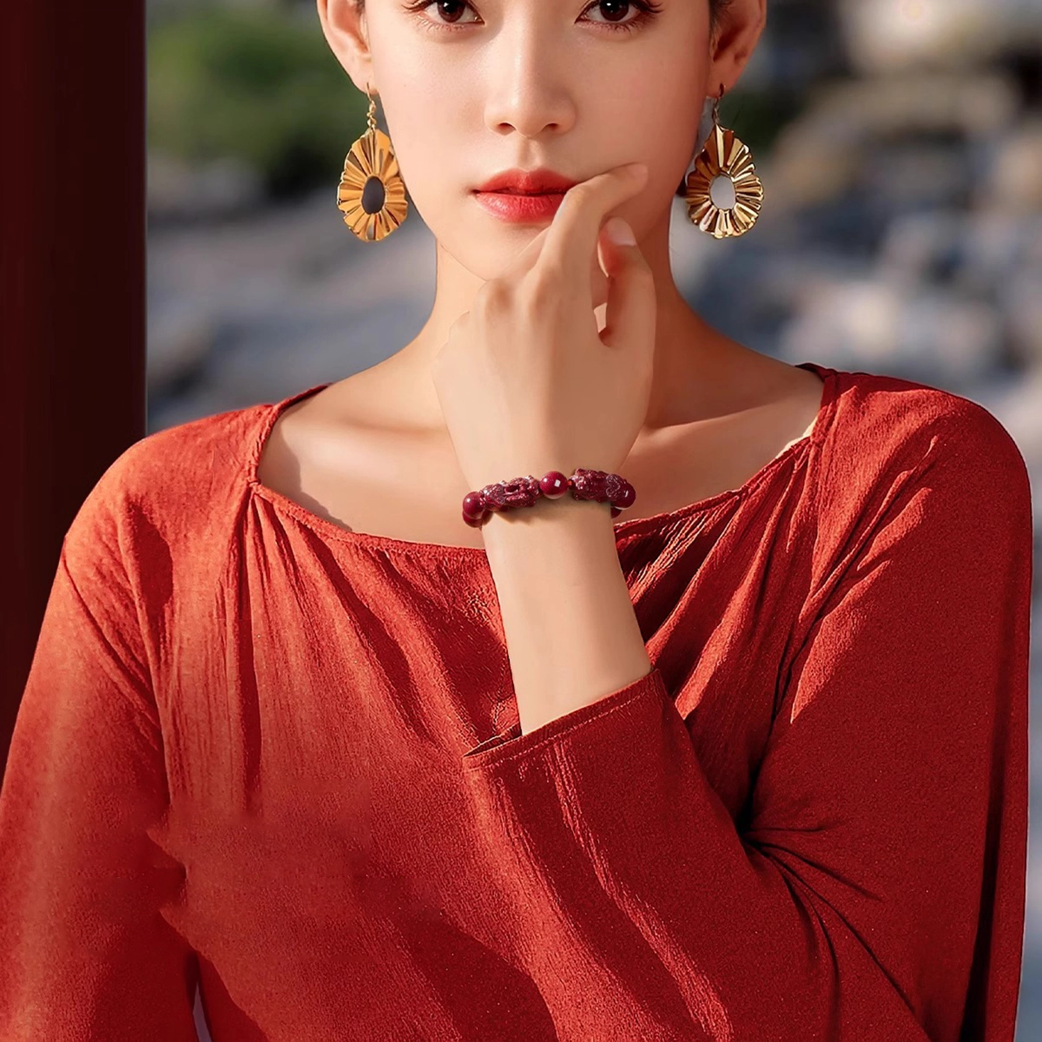 一世倾 吉祥如意万事顺遂招财纳福幸福健康新中式国潮国风精美礼盒小众设计精致时尚百搭轻奢风好运天然 朱砂 手串 男女同款情侣款