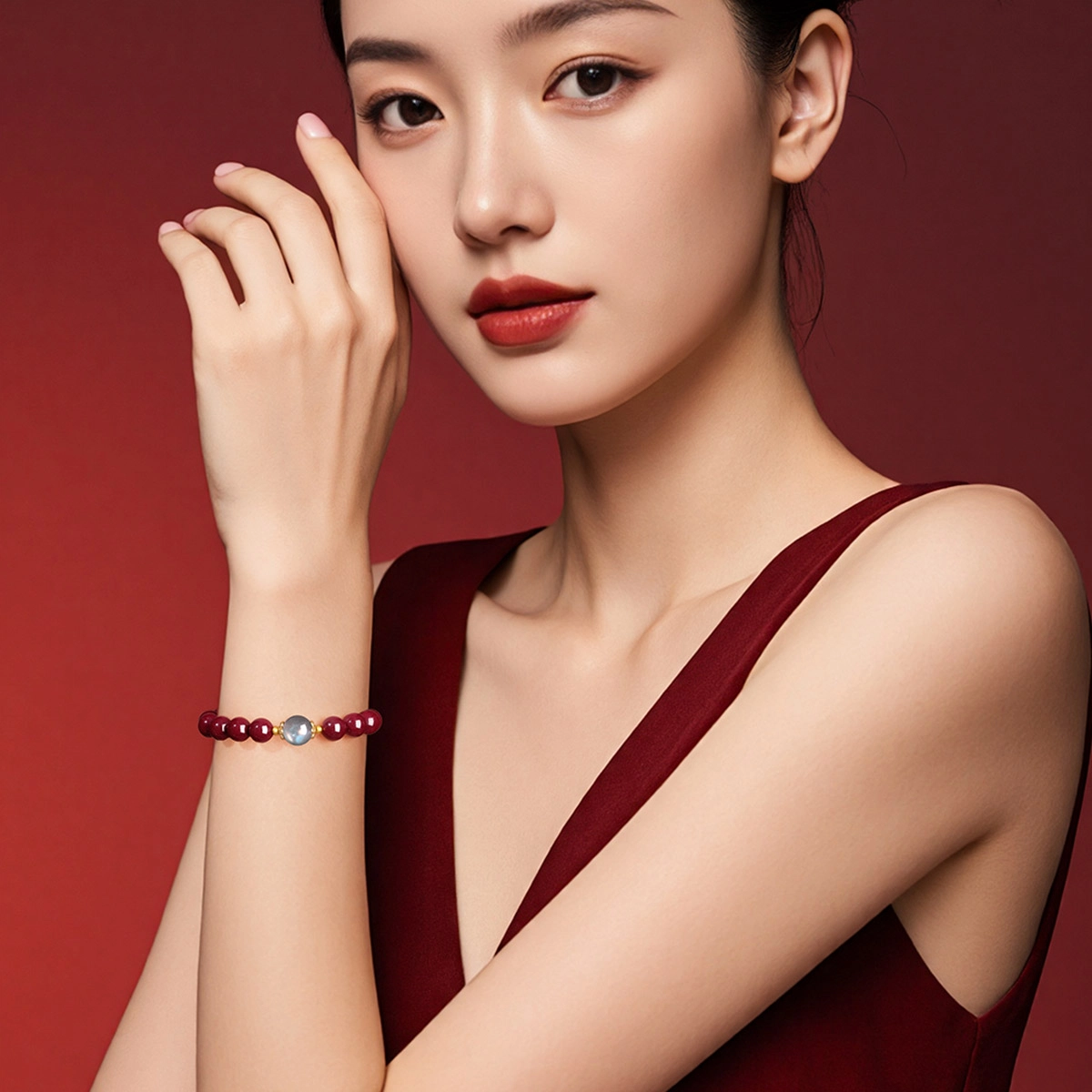 一世倾 转运珠串珠时来运转八方来财好运新中式国潮复古文艺吉祥如意小众设计时尚大气个性轻奢风百搭礼盒 朱砂 手串 男女同款情侣款