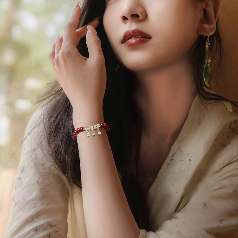 一世倾 吉祥如意本命年红色招财新中式国潮名族风考公考研考试上岸金榜题名好运再造辰砂 朱砂 手串 男女同款情侣款