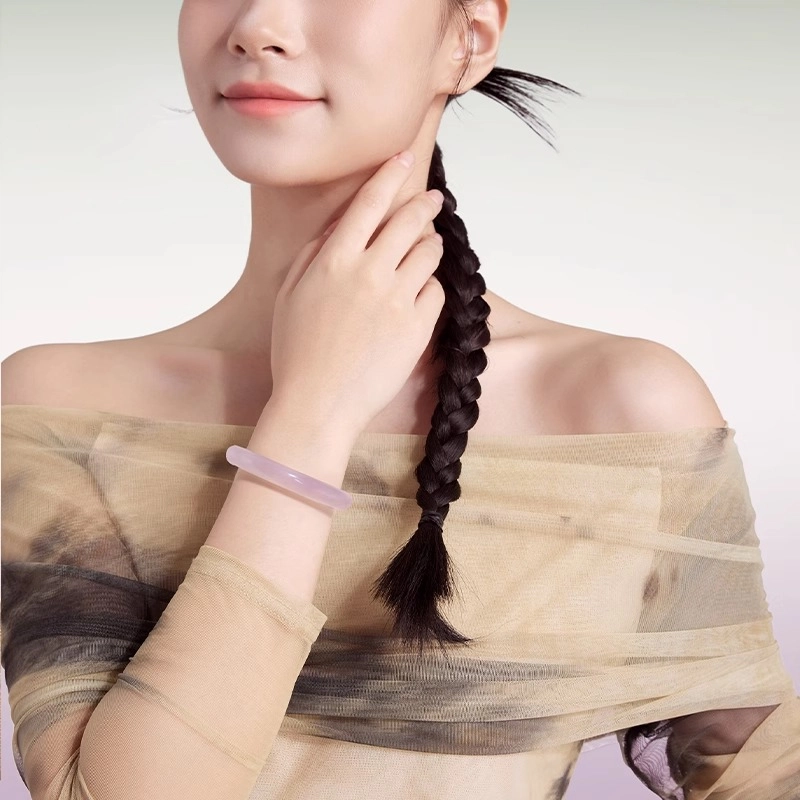 一世倾 紫罗兰在逃公主 新中式国潮风韵精致素圈古色古香温婉优雅贵妃镯显白甜美温柔典雅贵气百搭好运天然 玉髓 手镯 男女同款情侣款