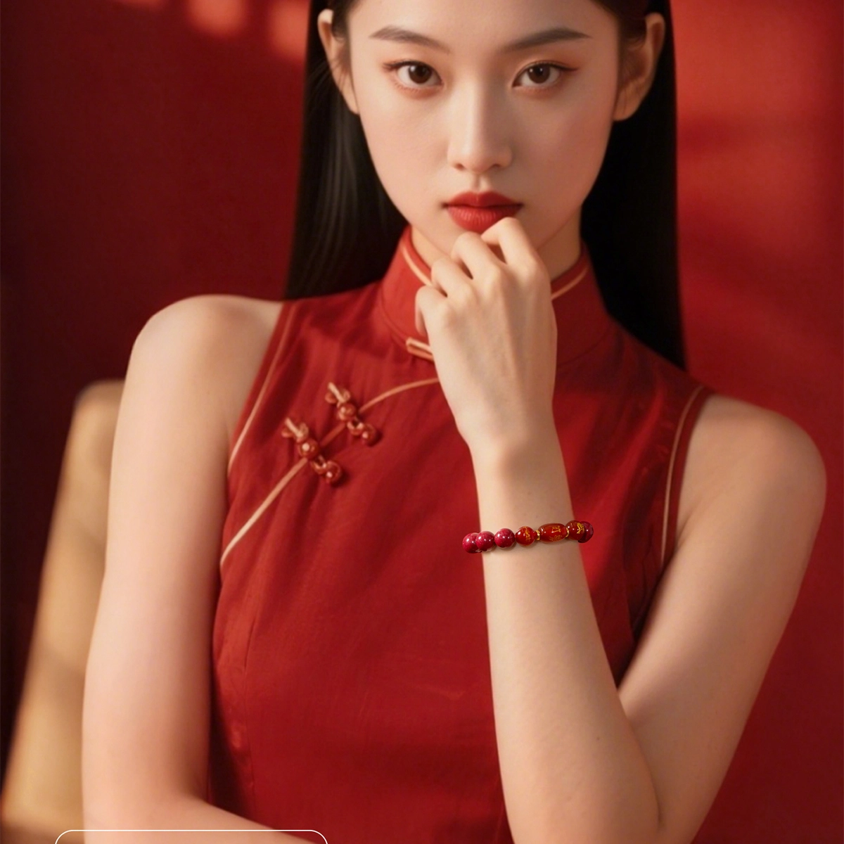 一世倾 吉祥如意万事顺遂国潮新中式本命年转运佛珠念珠民族风招财进宝小众设计经典百搭转运礼盒好运 朱砂 手串 男女同款情侣款