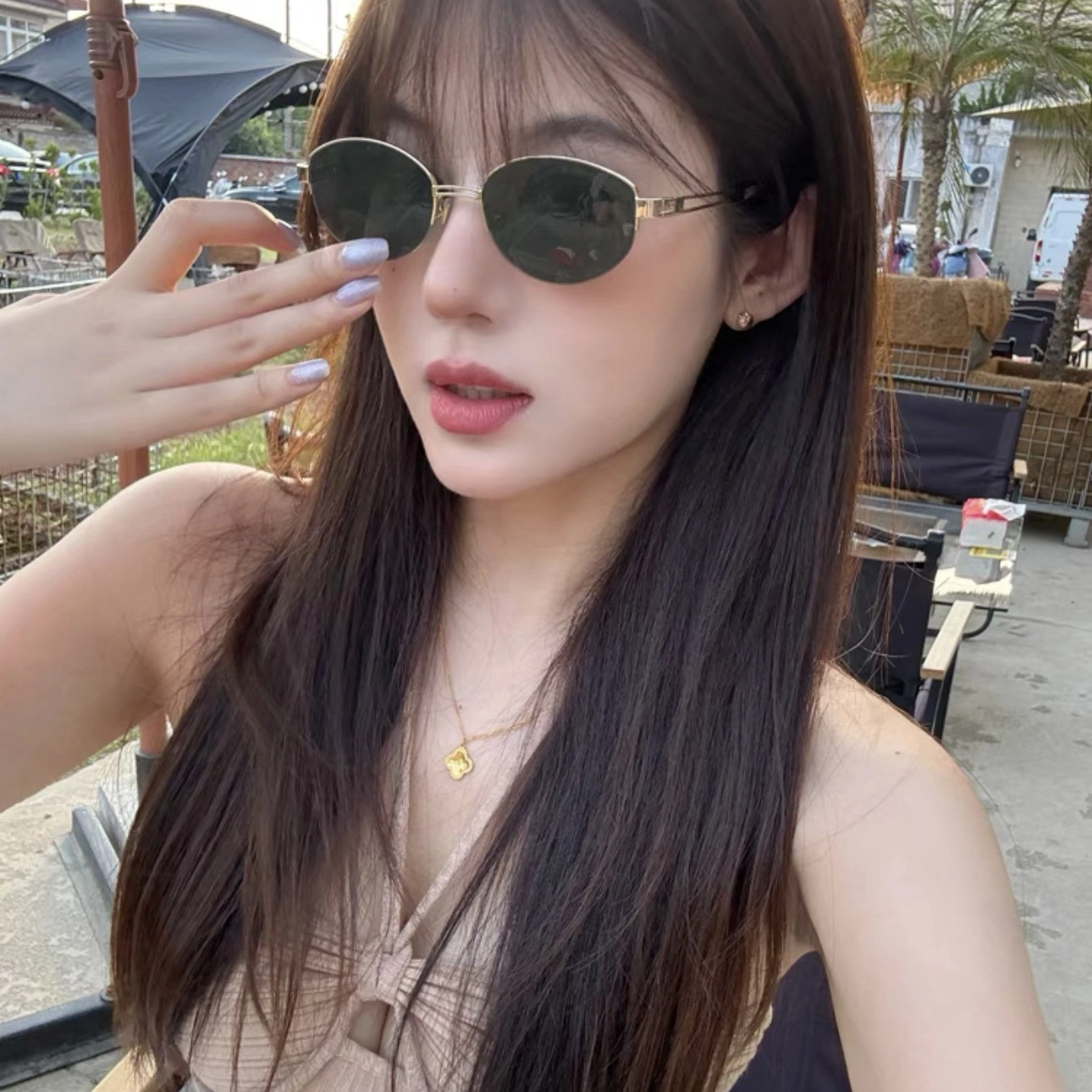 匠达人 老钱风复古时尚墨镜辣妹街拍出游素颜防紫外线防晒潮酷超轻 β钛 猫眼 太阳眼镜 男女同款情侣款
