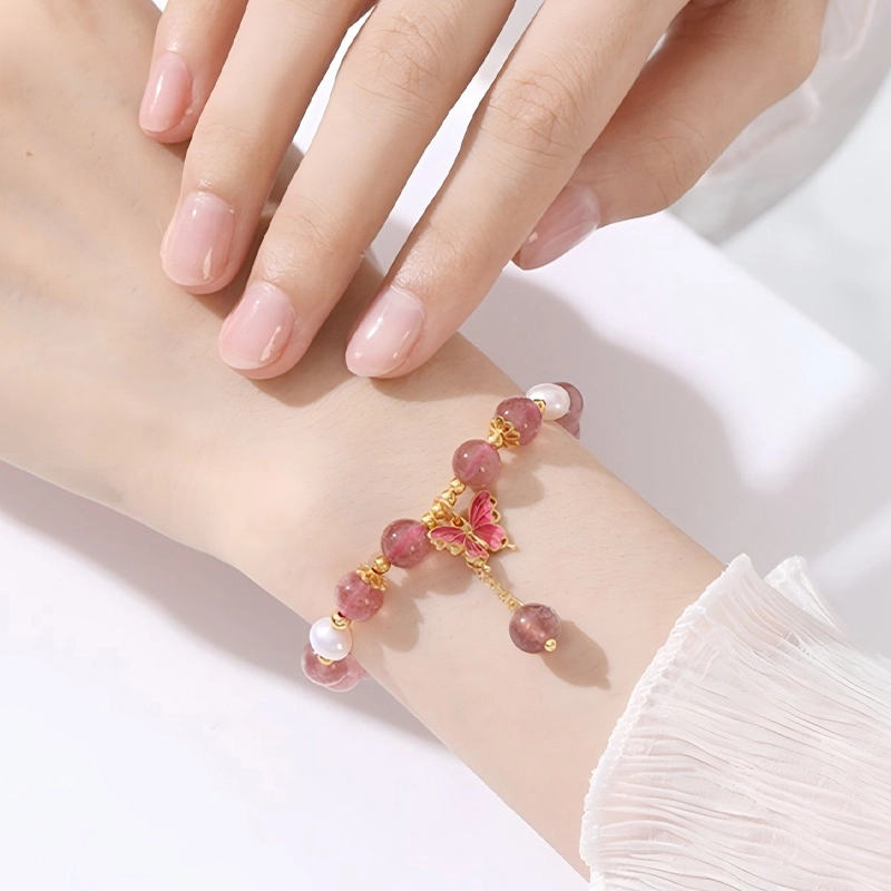 鸳鸯金楼 蝶影如梦流苏公主风 旺桃花转运 甜美#好运 水晶 手串 女款