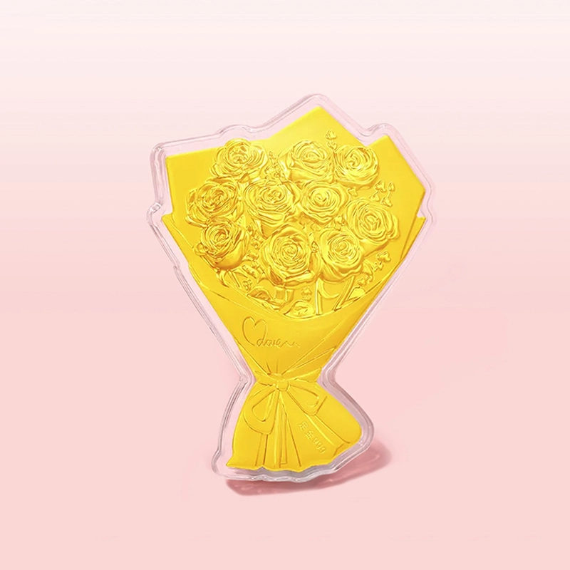 鸳鸯金楼 玫瑰花束 中式国潮风告白好礼 浪漫表白 储值纪念品收藏增值储蓄理财 足金 投资类 金条/金币/金章 男女同款情侣款