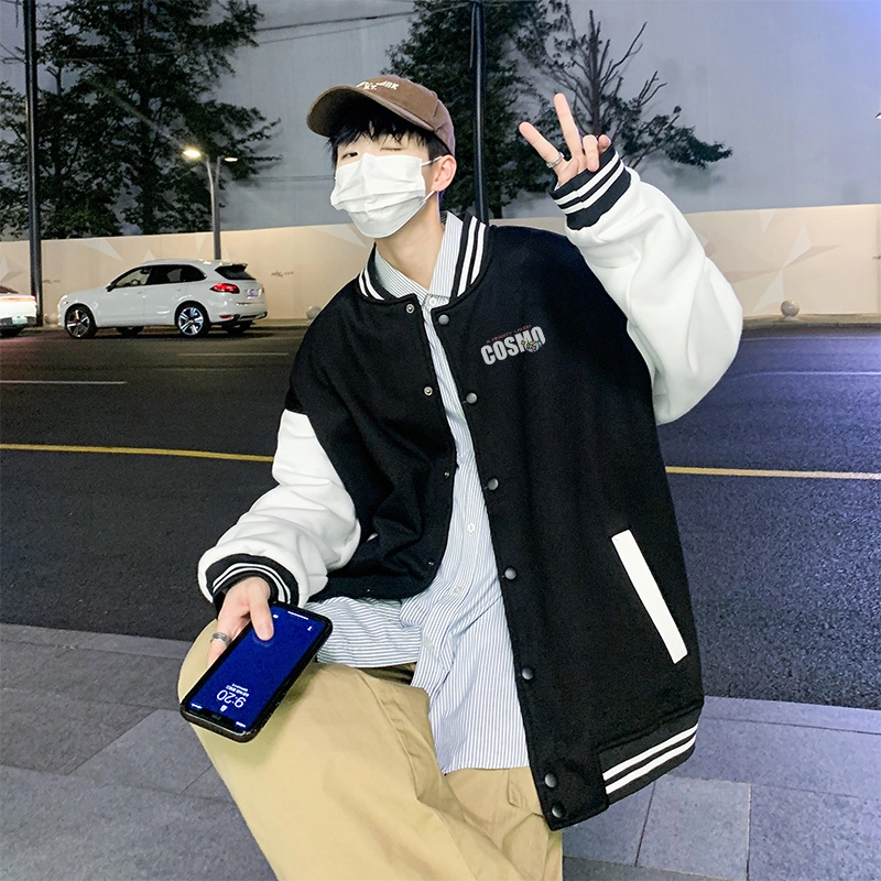 都市丽人 美式复古学院风宽松休闲百搭长袖夹克外套棒球服保暖上装 男女同款