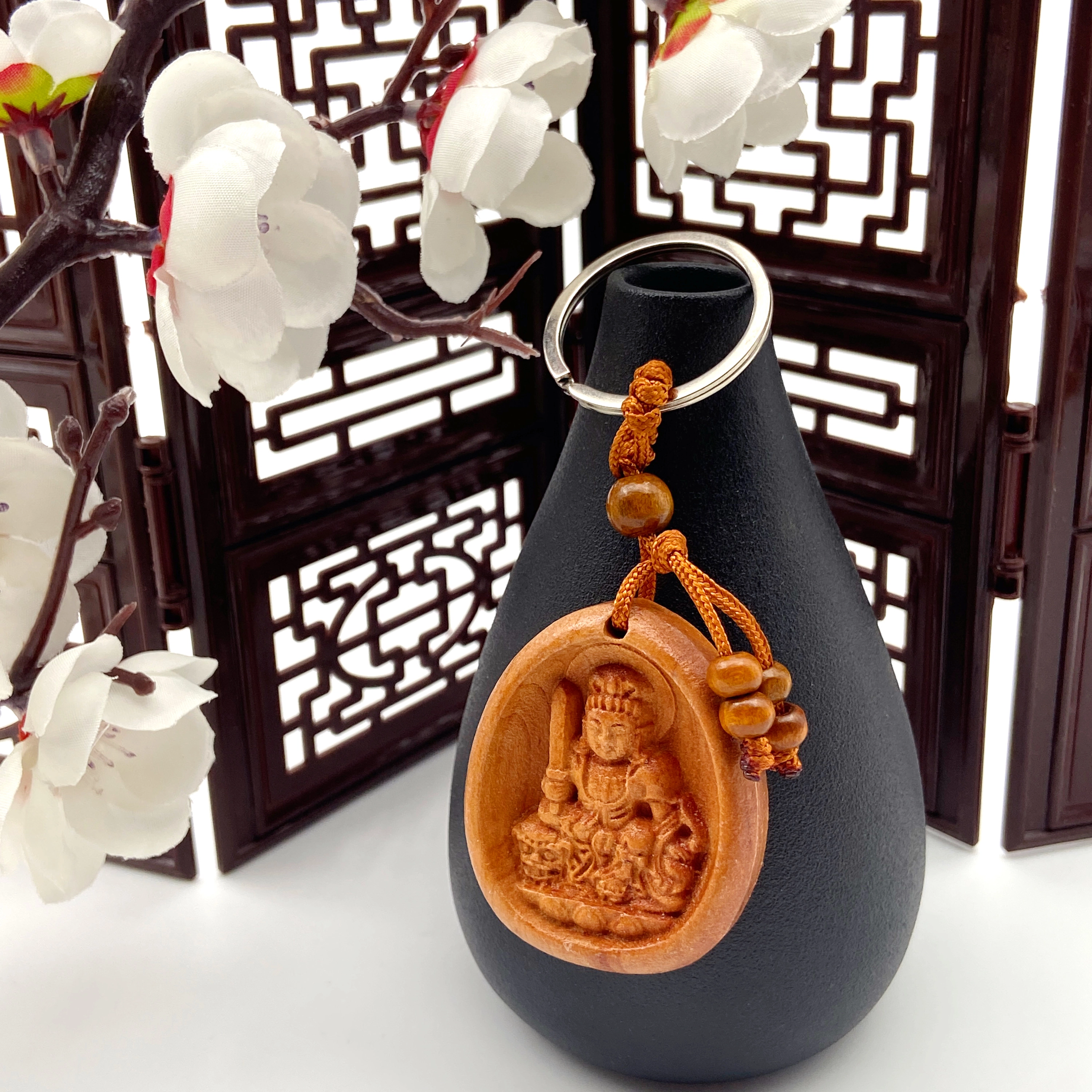耳玺 新中式雕刻文殊菩萨一生平安本命佛吉祥如意国潮纳福招财平安顺遂#好运#吉祥 桃木 挂件 男女同款情侣款