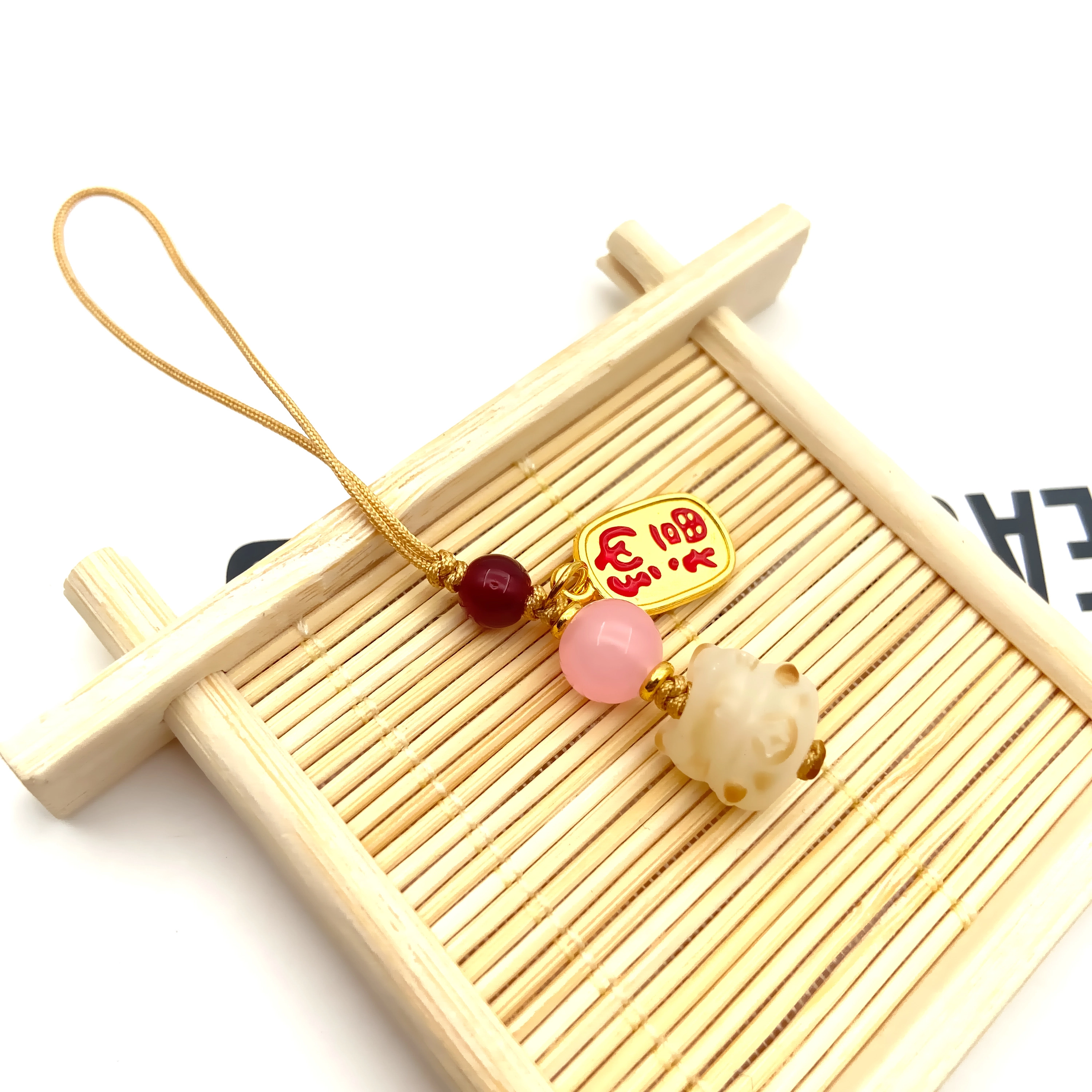 耳玺 可爱炭烧猫好运礼招财纳福小众创意新中式国潮 菩提根 挂件 男女同款情侣款