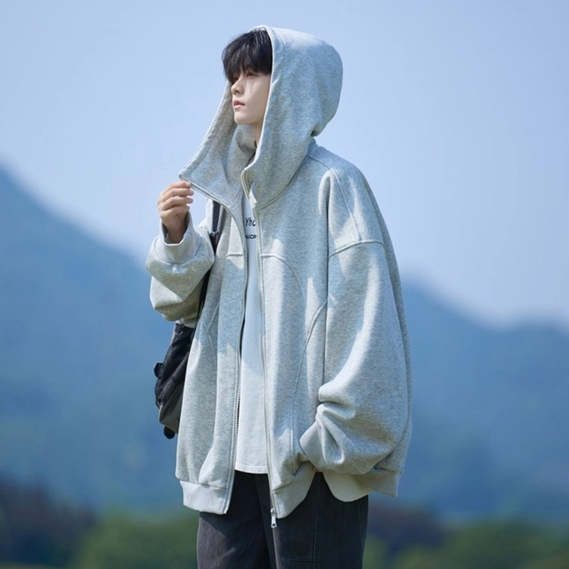 寻星记 学院风美式复古无性别连帽百搭休闲保暖开衫外套卫衣 男女同款