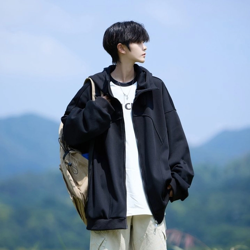 寻星记 学院风美式复古无性别连帽百搭休闲保暖开衫外套卫衣 男女同款