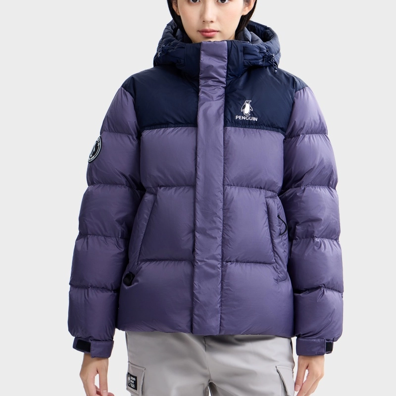 企鹅 防风高克重中长款纯色常规长袖通勤羽绒服 男女同款