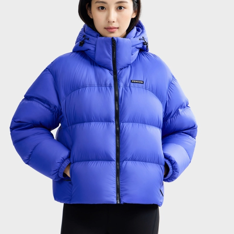 企鹅 暖流面包服冬户外纯色常规长袖通勤羽绒服 女款