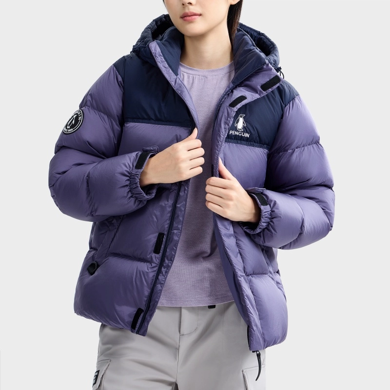 企鹅 防风高克重中长款纯色常规长袖通勤羽绒服 男女同款