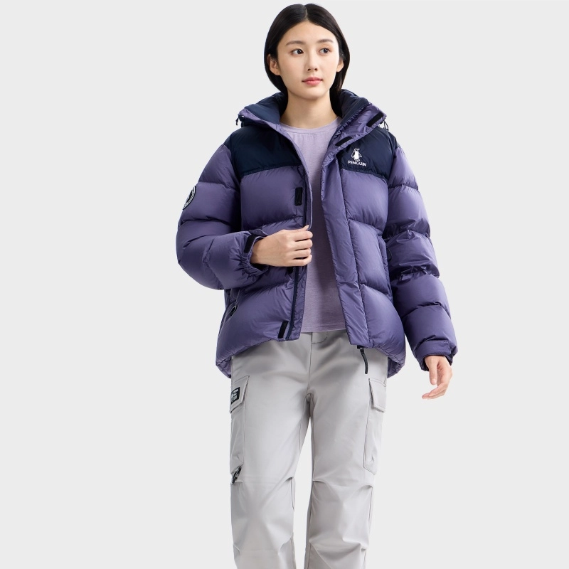企鹅 防风高克重中长款纯色常规长袖通勤羽绒服 男女同款