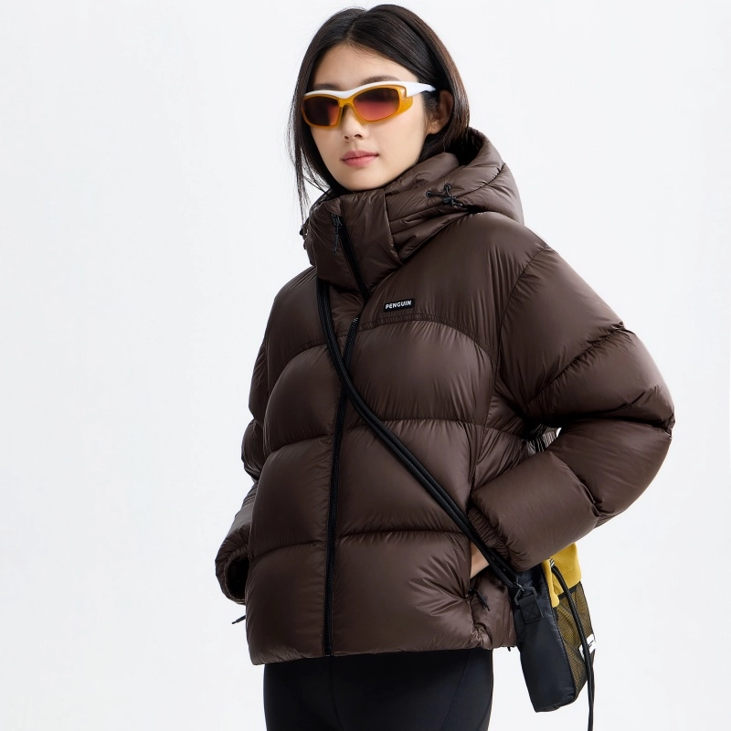 企鹅 暖流面包服冬户外纯色常规长袖通勤羽绒服 女款