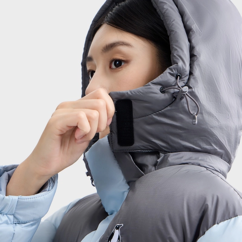 企鹅 防风高克重中长款纯色常规长袖通勤羽绒服 男女同款