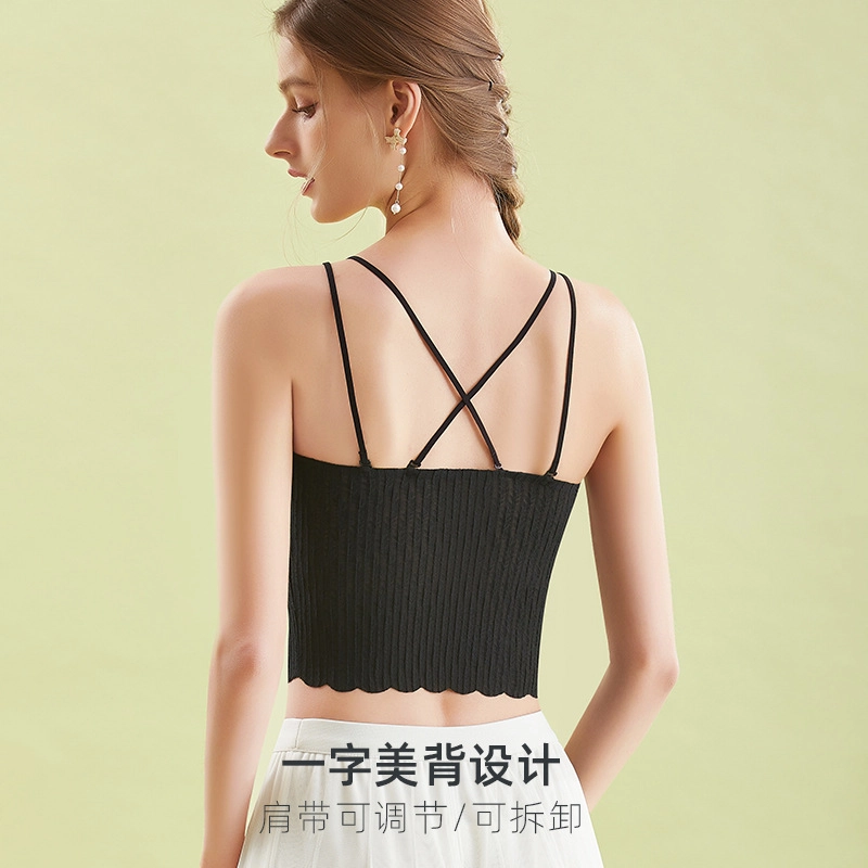 草本初色 纯色交叉美背带胸垫软支撑吊带 女款