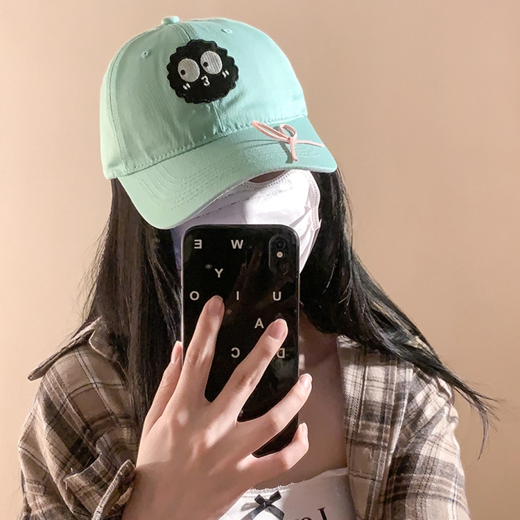 雅鹿 可爱小煤球爱心刺绣户外出行甜酷辣妹蝴蝶结软糯风时尚潮流百搭大头围显脸小防晒遮阳 棉 鸭舌帽 男女同款情侣款