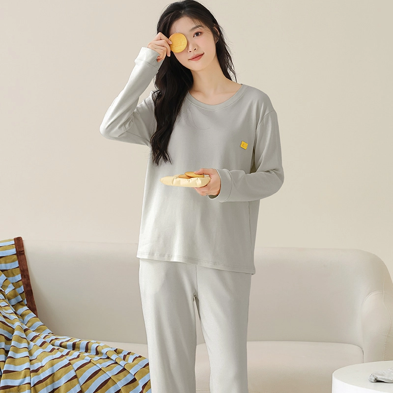 芬腾可安 女春秋季全棉家居服韩版简约纯棉运动套头长袖长裤学生可外穿休闲睡衣套装 女款