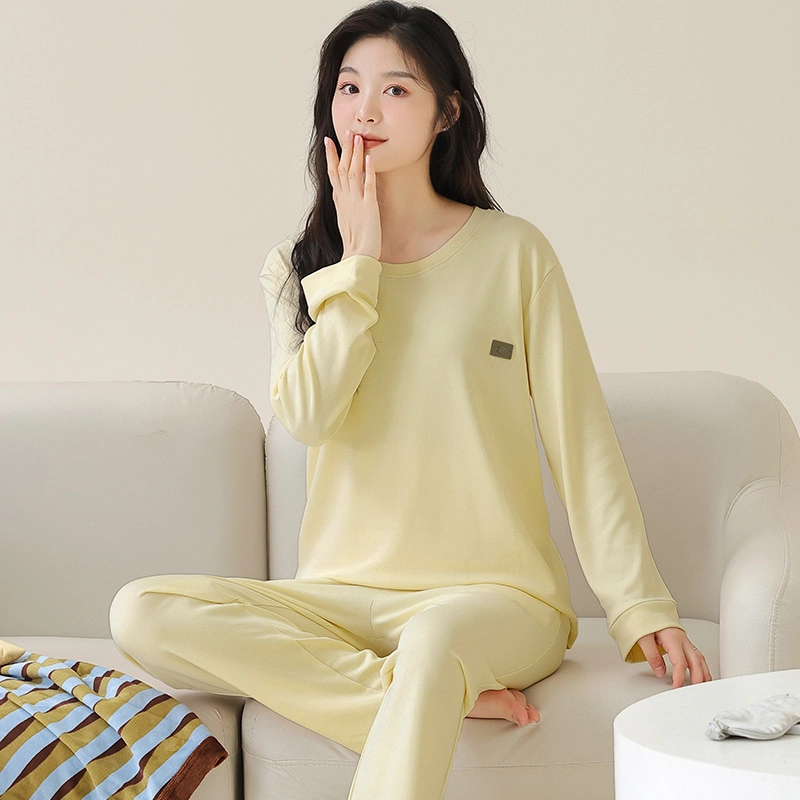 芬腾可安 女士春秋季全棉家居服韩版纯棉简约运动风套头长袖长裤可外穿学生休闲睡衣套装 女款